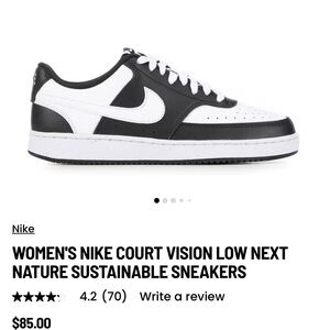 Nike Women's Court Vision Low Black White Sneakers